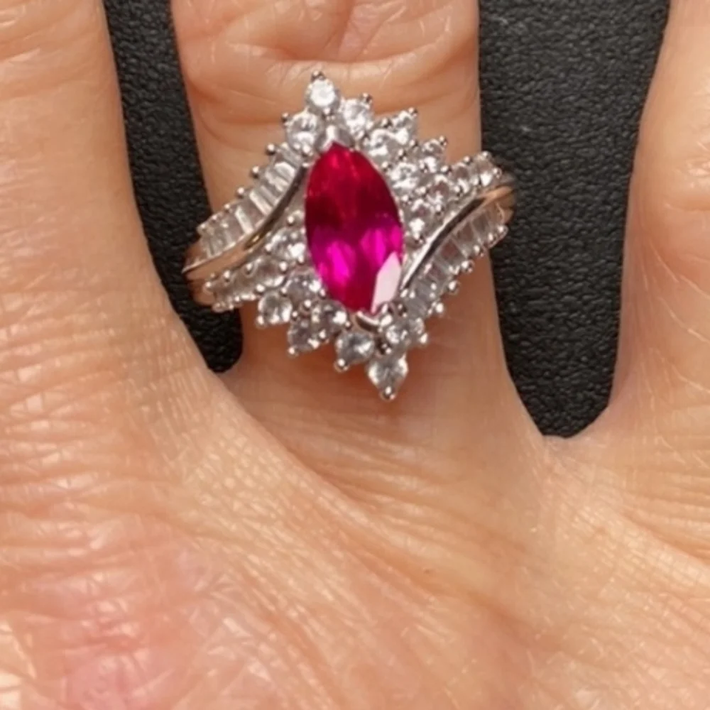 Ross Simons Sterling Silver Ring 925 Pink Sapphire - Picture 4 of 4